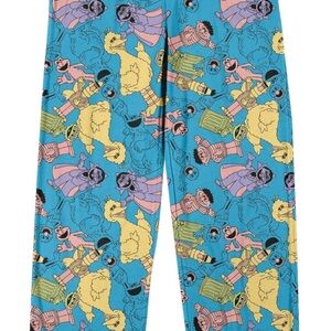 Sesame Street Blue Pajama Bottoms with Colorful Characters